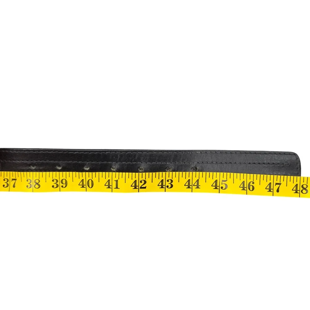 Triple Stitched Black Leather Belt Mens 42 Black Casual Classic Rugged Workwear